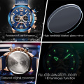 OLEVS 9915 модные повседневные роскошные спортивные часы для мужчин синие кожаные наручные часы водонепроницаемые мужские часы из сплава хронограф кварцевый